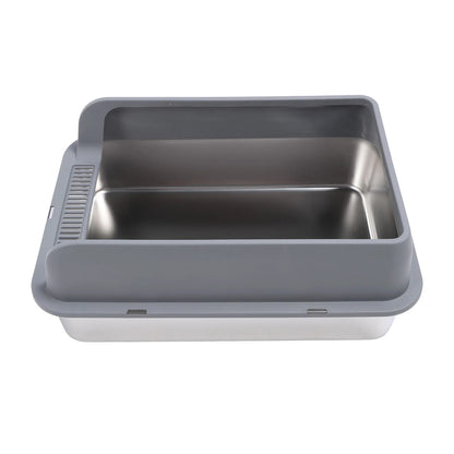 Stainless Steel Litter Box Stainless Steel Cat Litter Box Odorless Spacious Easy To Clean High Strength with Lid for Large Cats