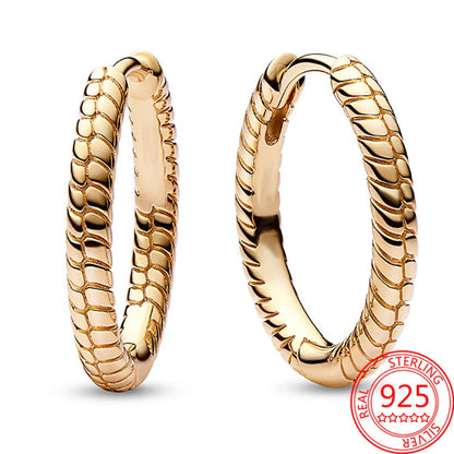 925 Silver Plating Circular Snake Pattern&Minimalist Heart-Shaped Earrings Ladies' Fashion Charm Jewelry