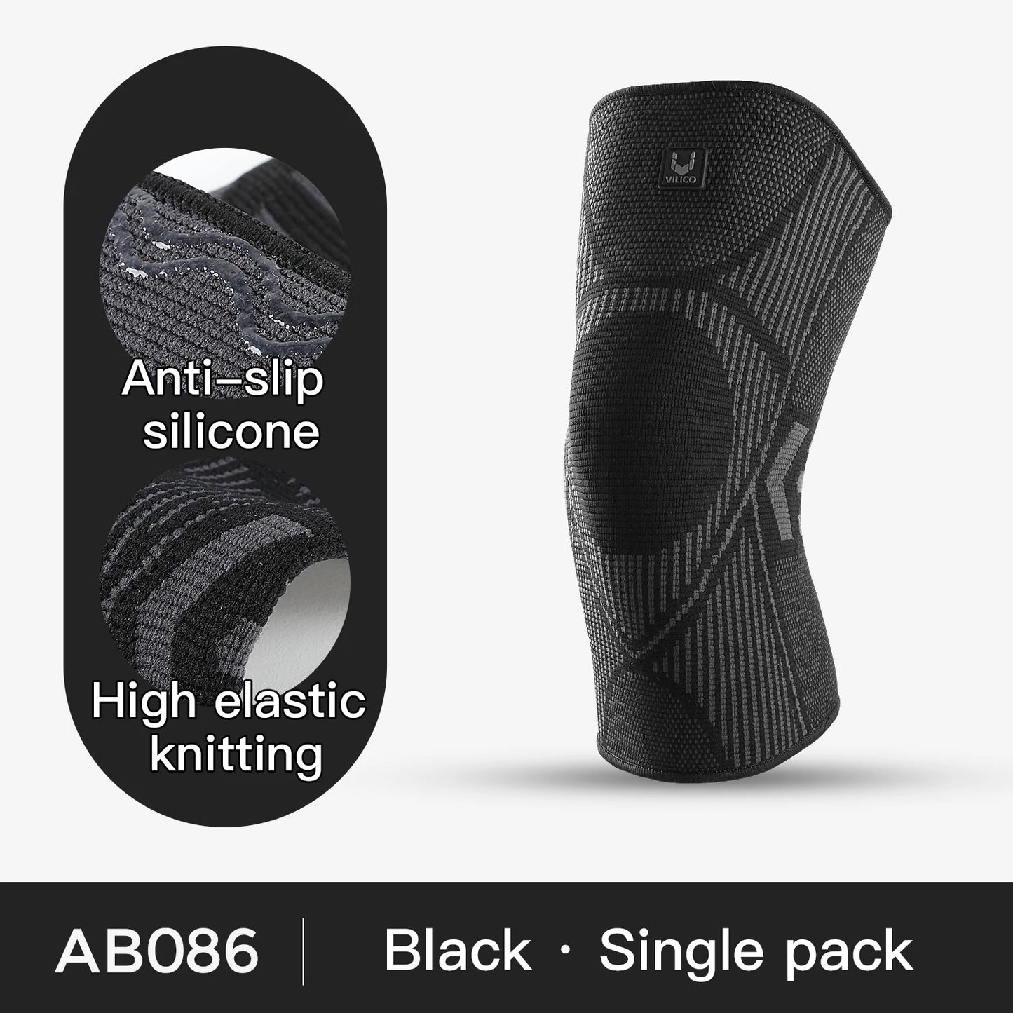 1 PC Professional Knee Support Compression Knee Sleeve Anti Slip Silicone Knee Braces for Knee Pain Meniscus Tear