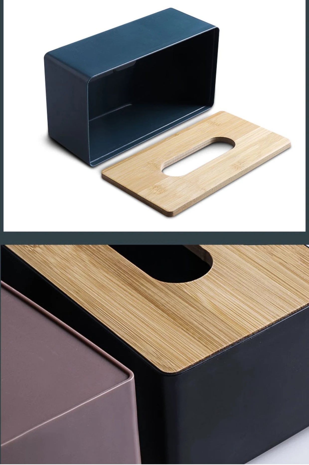 Tissue Box Table Napkin Holder Tissue Case Paper Box Container Bamboo Cover Solid Wood Storage Box Home DesktopTissue Box Holder