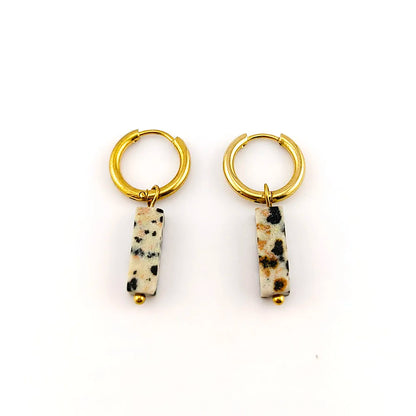 HUIDANG Earrings With Stones Boucles d'oreilles Square Natural Stones Small Hoops Earrings Woman New Trend 2025