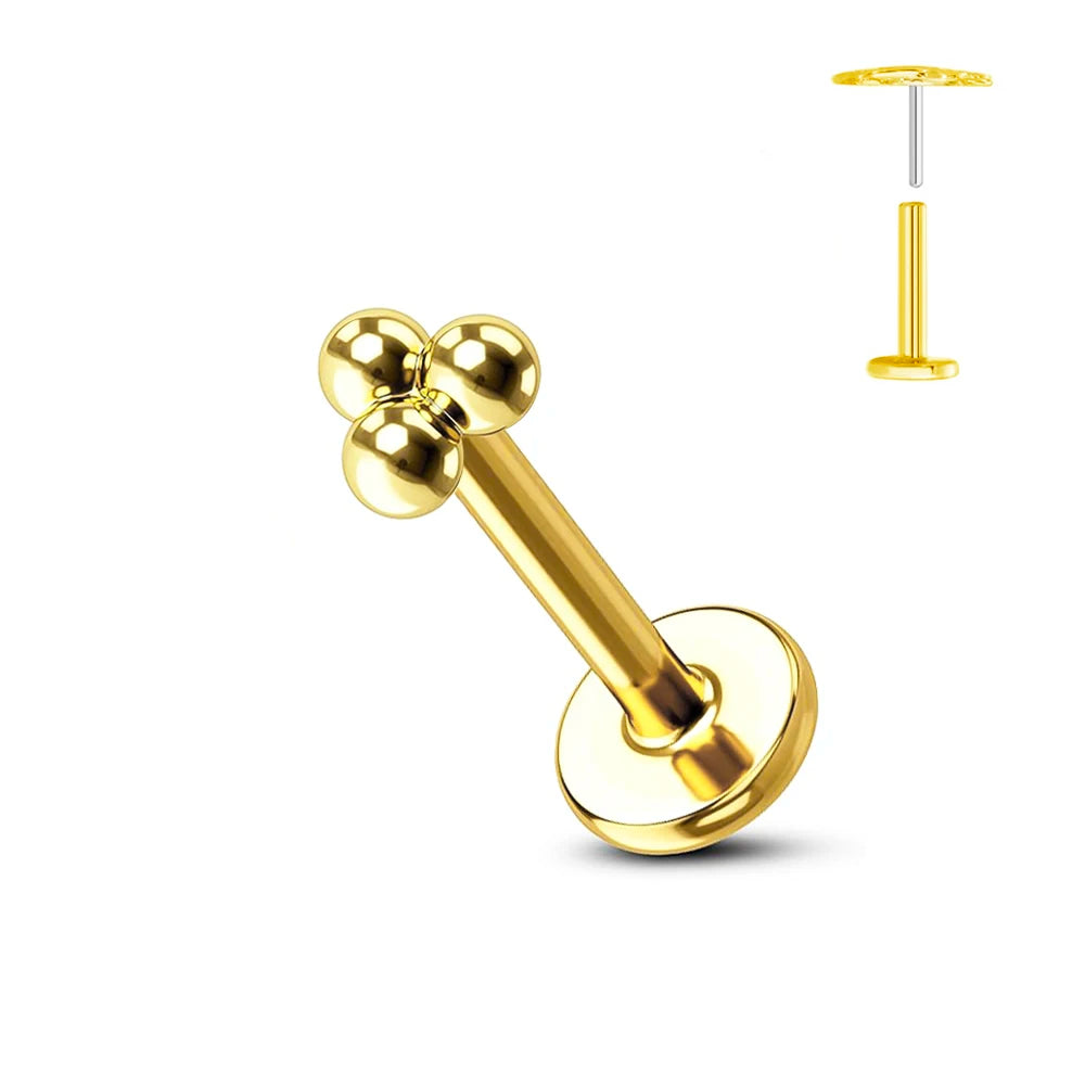 ASTM F136 G23 Titanium Flower Threadless Earring Piercing Petals Leaf Heart Butterfly Pin Daith Conch Push in Labret Stud