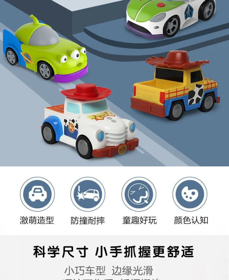 13cm Disney Pixar Toy Story Inertial Woody Buzz Pull Back Car Simulation Doll Children's Interest Training Development Toys