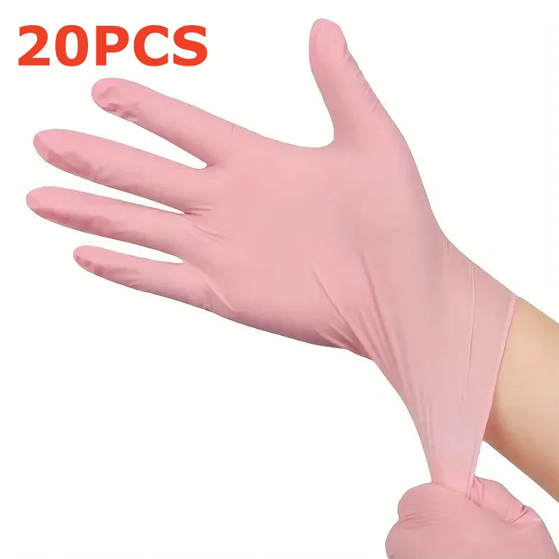 20/50/100PCS Pink Nitrile Disposable Gloves 3.5mil Latex Free Household Cleaning Gloves for Food Pre Tattoo Beauty Esthetician