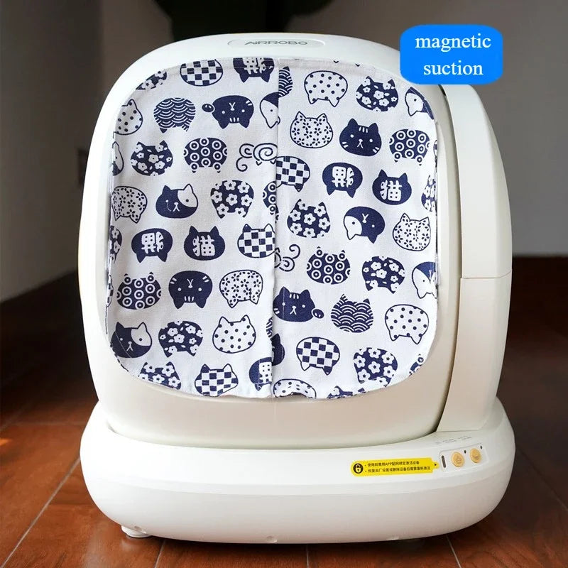 Cotton and Linen Dust-proof Door Curtain with Dual Magnetic Suction Suitable for Air Radish C20 Cat Litter Box Cat Accessories