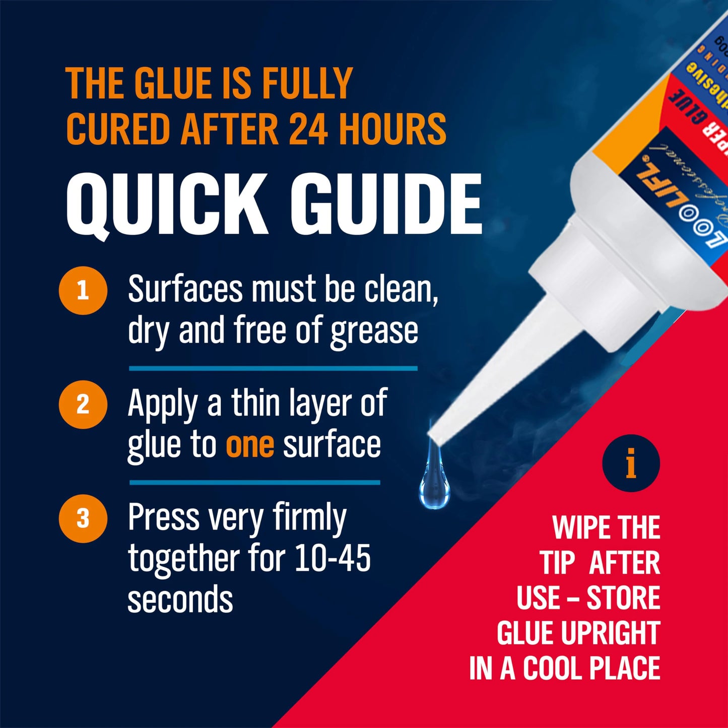 LOOLIFL Professional 502 Fast Glue Waterproof Universal Repair Adhesive Food Safe CA Glue for Plastic Wood Metal Ceramics Glass