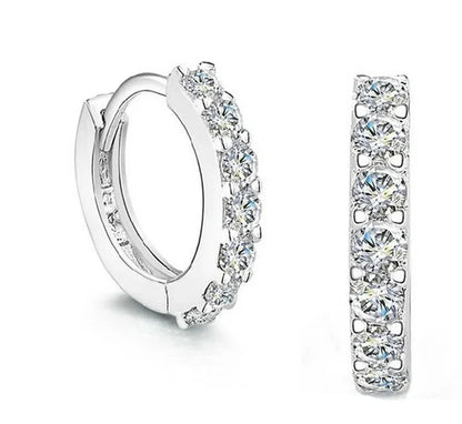 High-quality 925 Sterling Silver Earrings luxury 10mm Circle Zircon Hoop Earring for Grils Woman Wedding party Jewelry Gifts