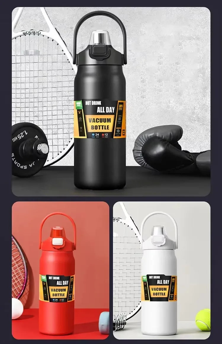 800-1500ML Stainless Steel Thermal Mug Outdoor Thermos Bottle With Straw Portable Tumbler Vacuum Flasks Cold & Hot Water Bottle