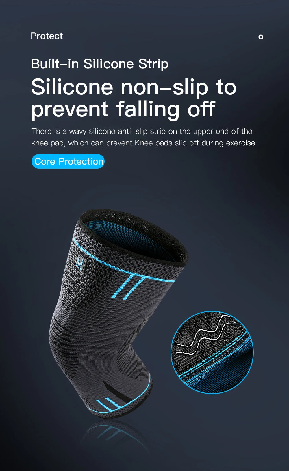 1 PC Professional Knee Support Compression Knee Sleeve Anti Slip Silicone Knee Braces for Knee Pain Meniscus Tear