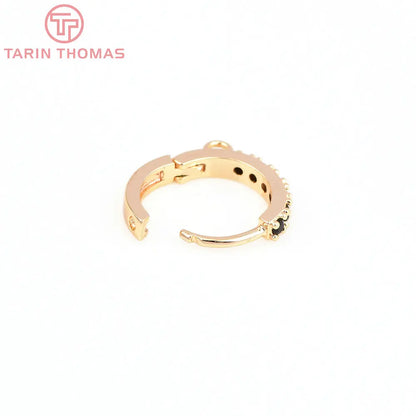 (1980)4PCS 13MM 24K Gold Color Plated Brass with Zircon Earring Hoop Earring Hooks for DIY Jewelry Making Finding  Accessorie
