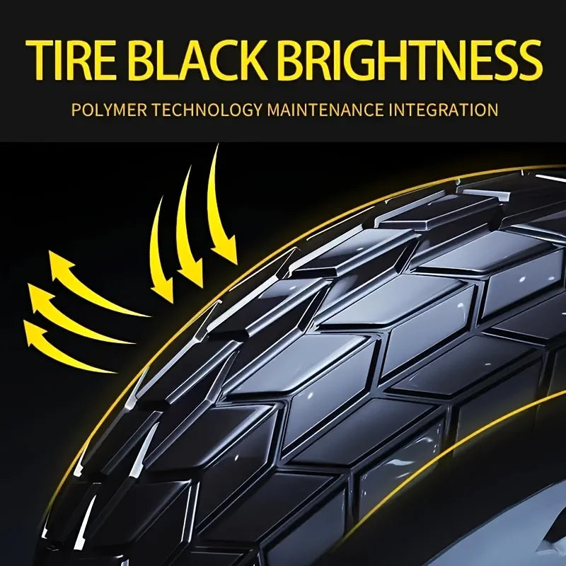 Tire polishing wax, shiny black, restores tire gloss and enhances tire appearance, preventing oxidative cracking and aging