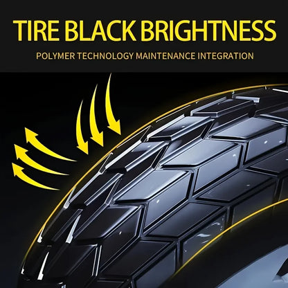 Tire polishing wax, shiny black, restores tire gloss and enhances tire appearance, preventing oxidative cracking and aging
