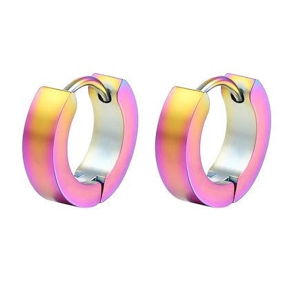 Creative Hip-Hop Rivet Heart Hoop Earrings For Women Stainless Steel Geometric Ear Buckle Piercing Cool Rock Punk Stud Jewelry