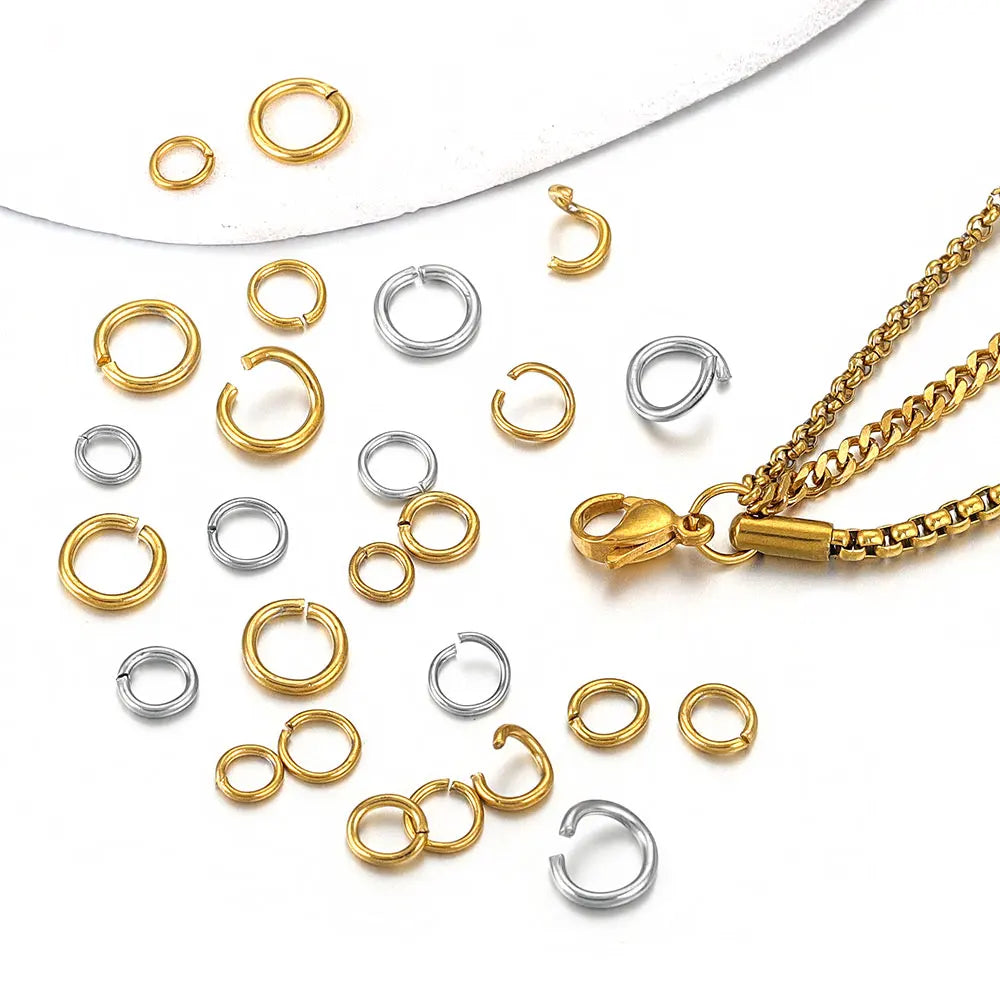 100-200pcs/lot 3/4/5/6/7/8/10mm Stainless Steel Gold Plated Jump Ring Connector for Diy Jewelry Making Accessories Wholesale