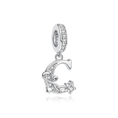 925 Sterling Silver Charms Original Letter Alphabet A-Z Pendant Beads Fit Brand Bracelets Necklaces Diy Jewelry For Women