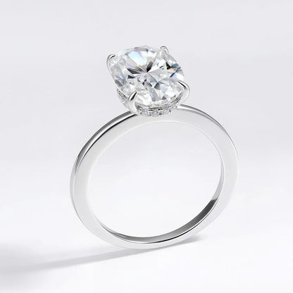 Certified 4.5CT Oval All Moissanite Ring 925 Sterling Silver for Women Sparkling Lab Diamond Engagement Wedding Band Jewelry GRA