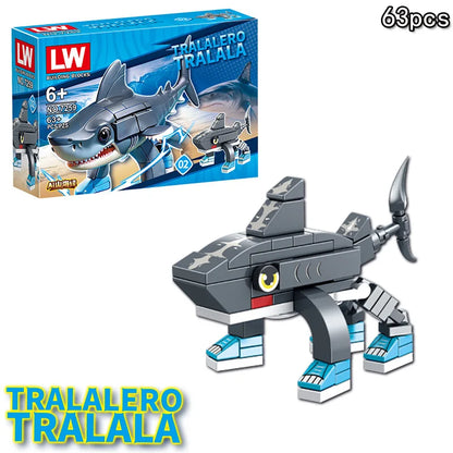 Tung Tung Sahur‌ Figure Block Toy Tralalero Tralala‌，LiriLi Larlla‌，‌Boneca Ambalam‌ Figure Toys Building Blocks Gift Blind Box