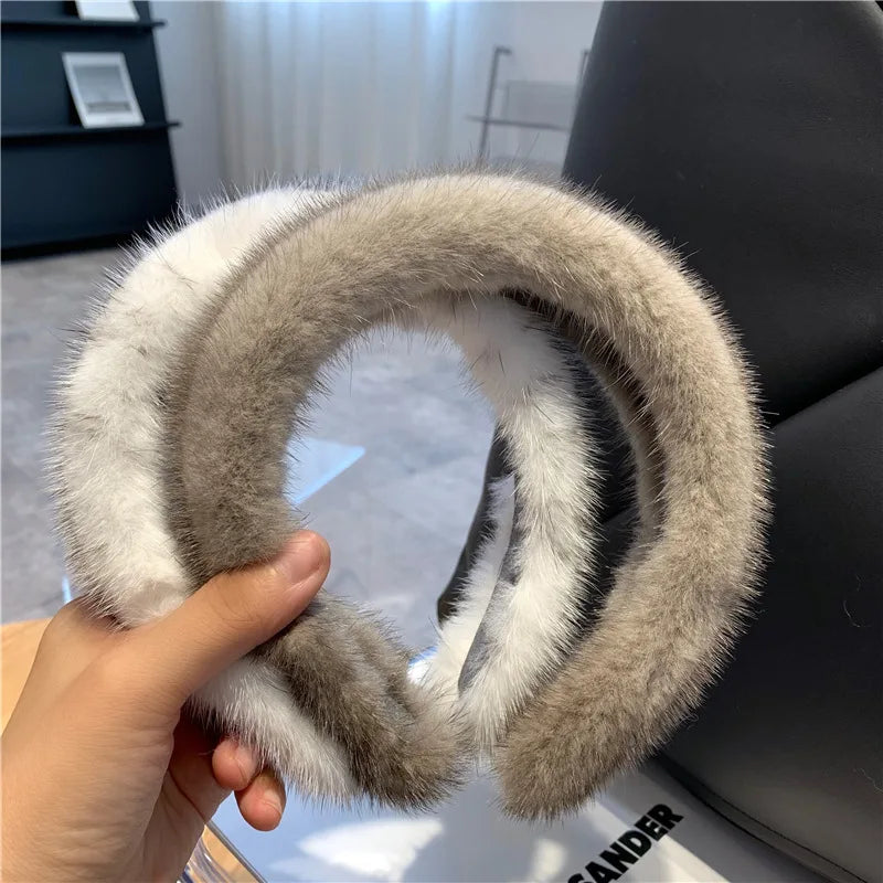 2025 Hot Sale Women Luxury winter 100% Real Mink Fur Headbands High Quality Real Fur Hair Band Lady Fashion Hair Hoop Furry Gift
