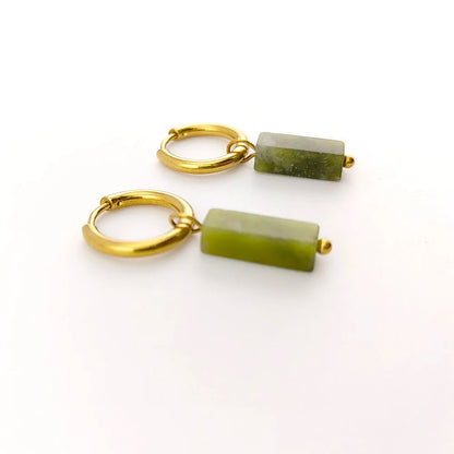 HUIDANG Earrings With Stones Boucles d'oreilles Square Natural Stones Small Hoops Earrings Woman New Trend 2025