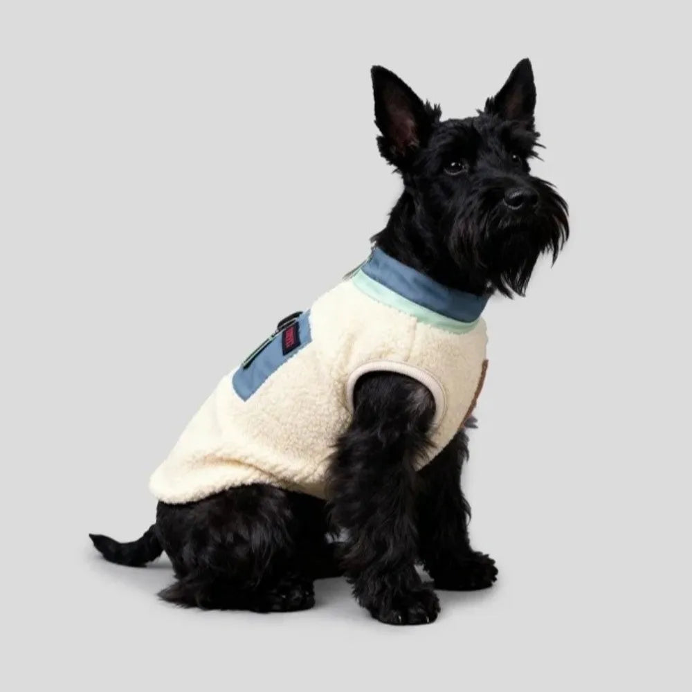 Cute Warm Dog Vest Thickened Sherpa Lined Teddy Schnauzer Clothes with Zipper Puppy Vest Dog Apparel