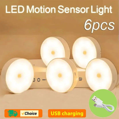 HOMEFISH Motion Sensor LED Night Light USB Rechargeable Wireless Closet Lamp for Kitchen Cabinet Wardrobe Staircase