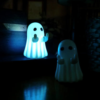 1Pc new cute white ghost party decoration with lighting, courtyard ornaments, study desktop decorations, small ornaments
