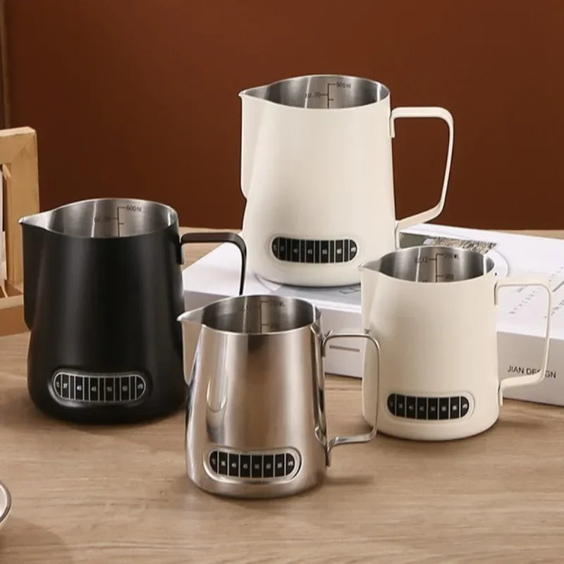Coffee Milk Frother Jug Temperature Sensing Patch Stainless Steel Accurate Scale Volume Control Advanced Professional CoffeeTool