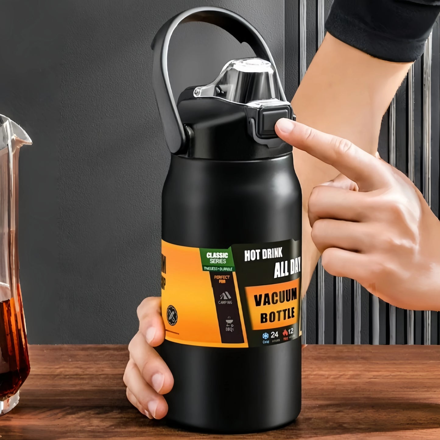 800-1500ML Stainless Steel Thermal Mug Outdoor Thermos Bottle With Straw Portable Tumbler Vacuum Flasks Cold & Hot Water Bottle