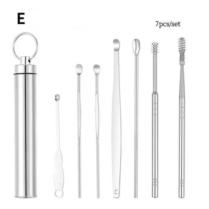 6/7/8Pcs Set Ear Wax Pickers Cleaning Stainless Steel Earpick Wax Remover Curette Ear Pick Cleaner Ear Cleaner Spoon Care Ear