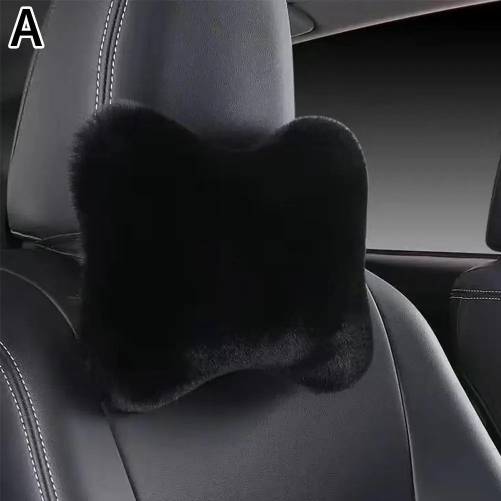 Winter Car Seat Neck Rest Pillow Plush Car Headrest Plush Cushion Warmth And Comfort Universal Lumbar Pillow Support Accessories