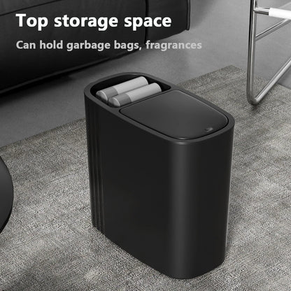Large Capacity Bathroom Trash Can with Lid Odor-Sealing Oval Plastic Garbage Can for Kitchen, Bathroom, Bedroom, Living Room