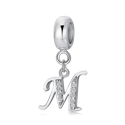 925 Sterling Silver Charms Original Letter Alphabet A-Z Pendant Beads Fit Brand Bracelets Necklaces Diy Jewelry For Women