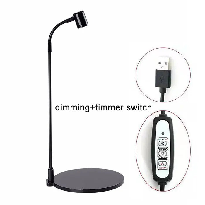 USB Grow Light for Indoor Plants LED Plant Lamp with Stand Flexible Gooseneck Height Adjustable Sun Growing Lamp