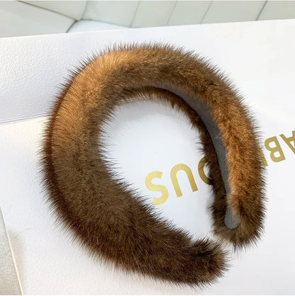 2025 Hot Sale Women Luxury winter 100% Real Mink Fur Headbands High Quality Real Fur Hair Band Lady Fashion Hair Hoop Furry Gift