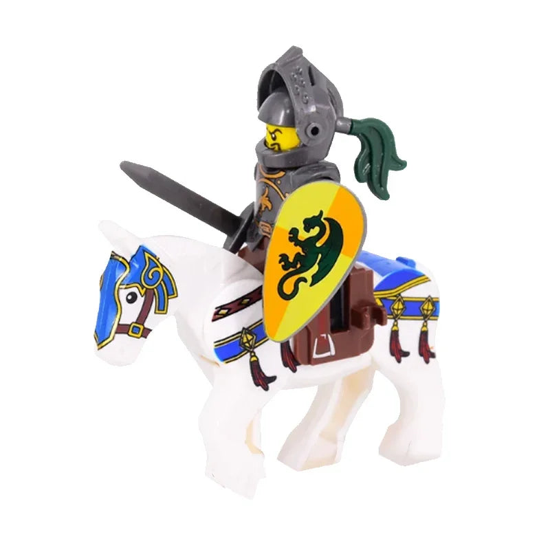 Medieval Knight Figure Building Blocks Roman Rohan Temple Soldier Infantry Commander Mount War Horse Wolf Orc Boy Toy Gift S009