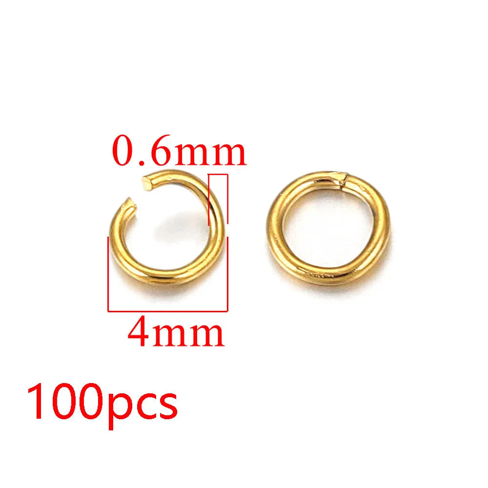 100-200pcs/lot 3/4/5/6/7/8/10mm Stainless Steel Gold Plated Jump Ring Connector for Diy Jewelry Making Accessories Wholesale