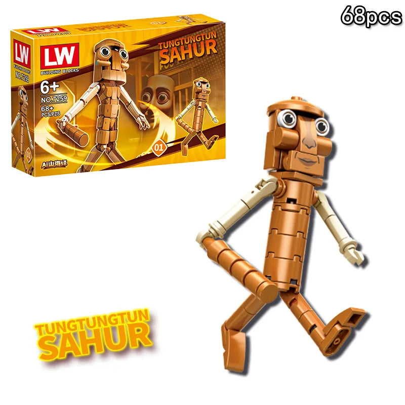 Tung Tung Sahur‌ Figure Block Toy Tralalero Tralala‌，LiriLi Larlla‌，‌Boneca Ambalam‌ Figure Toys Building Blocks Gift Blind Box