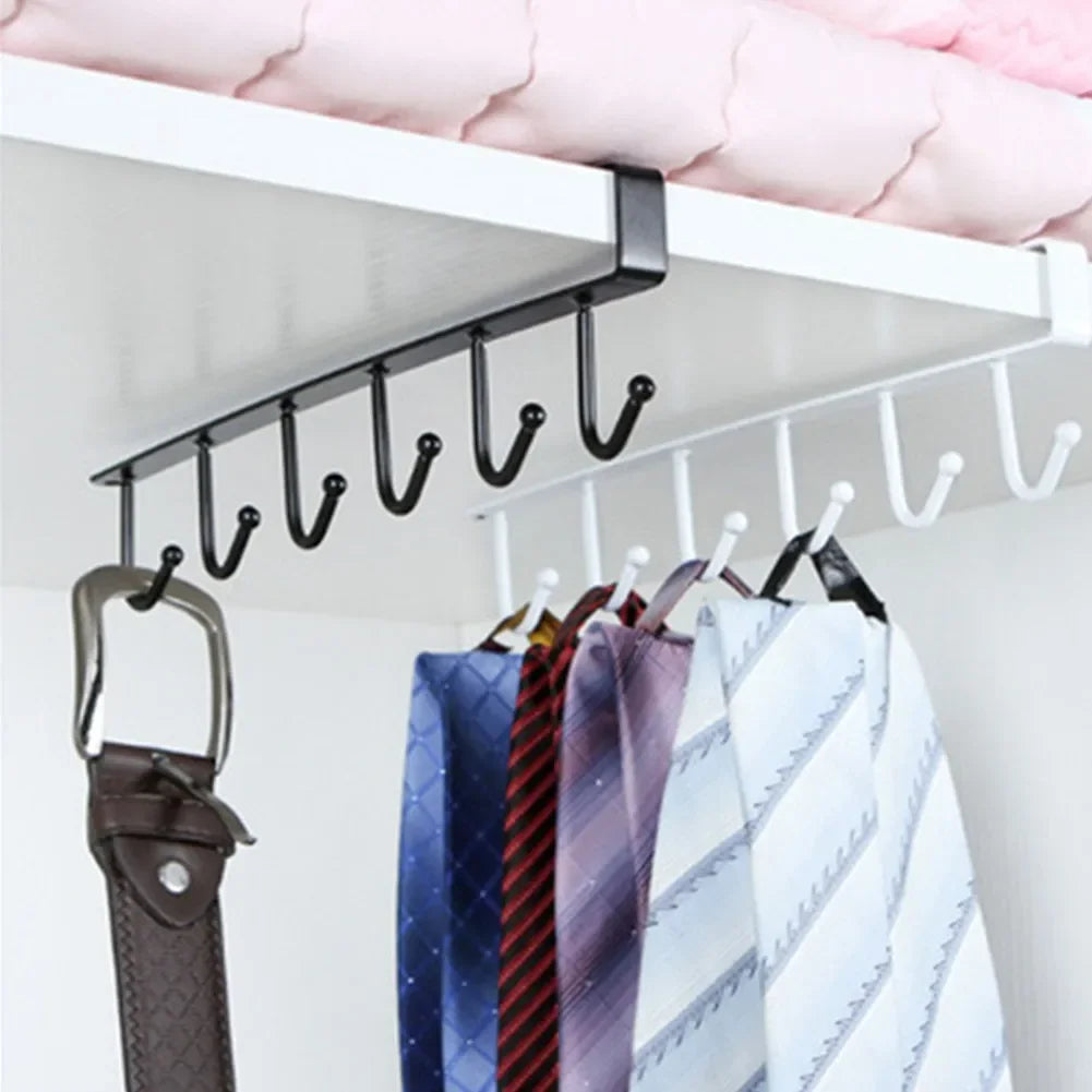 6 Hook Coffee Cup Mug Holder Plastic Cabinet Kitchen Storage Rack Multifunction Hook Shelf Sundry Organizer Storage Hanger