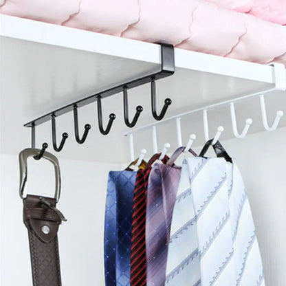 6 Hook Coffee Cup Mug Holder Plastic Cabinet Kitchen Storage Rack Multifunction Hook Shelf Sundry Organizer Storage Hanger