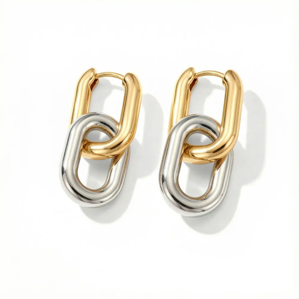 Minimalist Stainless Steel Fashion Gold Color U Shape Trendy Geometric Square Hoop Designer Earrings for Women Party Jewelry