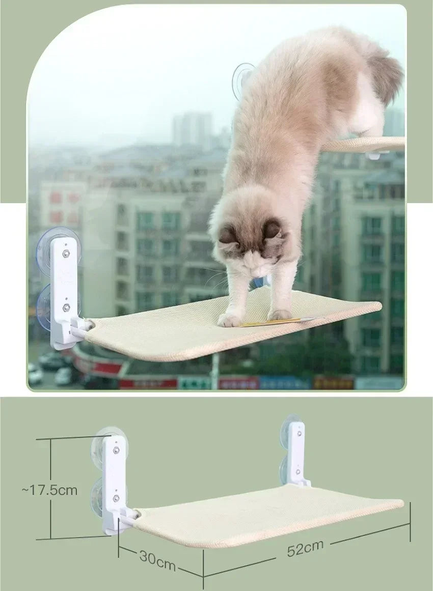 Cordless Cat Hammock for Sunbathing Hanging Cat Bed Summer Suction Cup Glass Mounted Foldable Breathable Cat Bed Frame Supplies