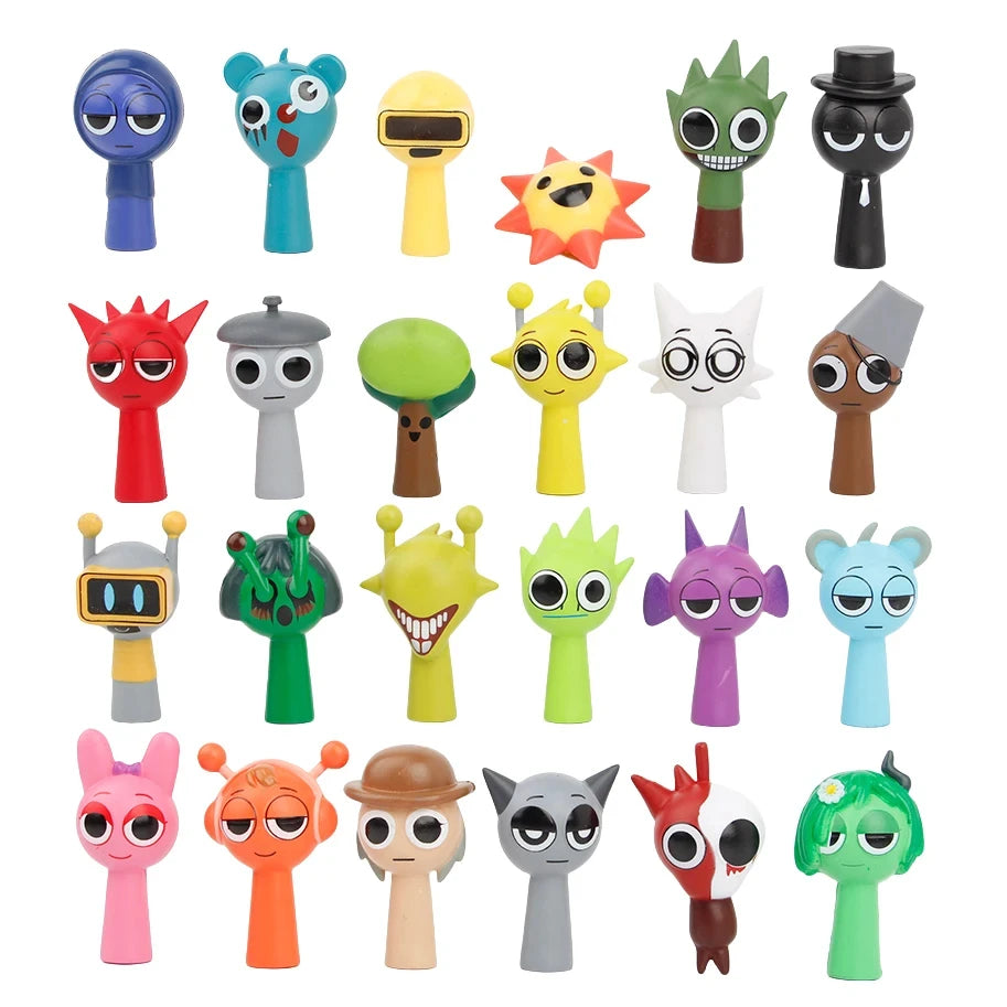 Hot 24pcs/Set Mini Sprunki Action Figure Toy Cartoon Movie Sprunki Wenda Model Doll Figurines Kids Gift