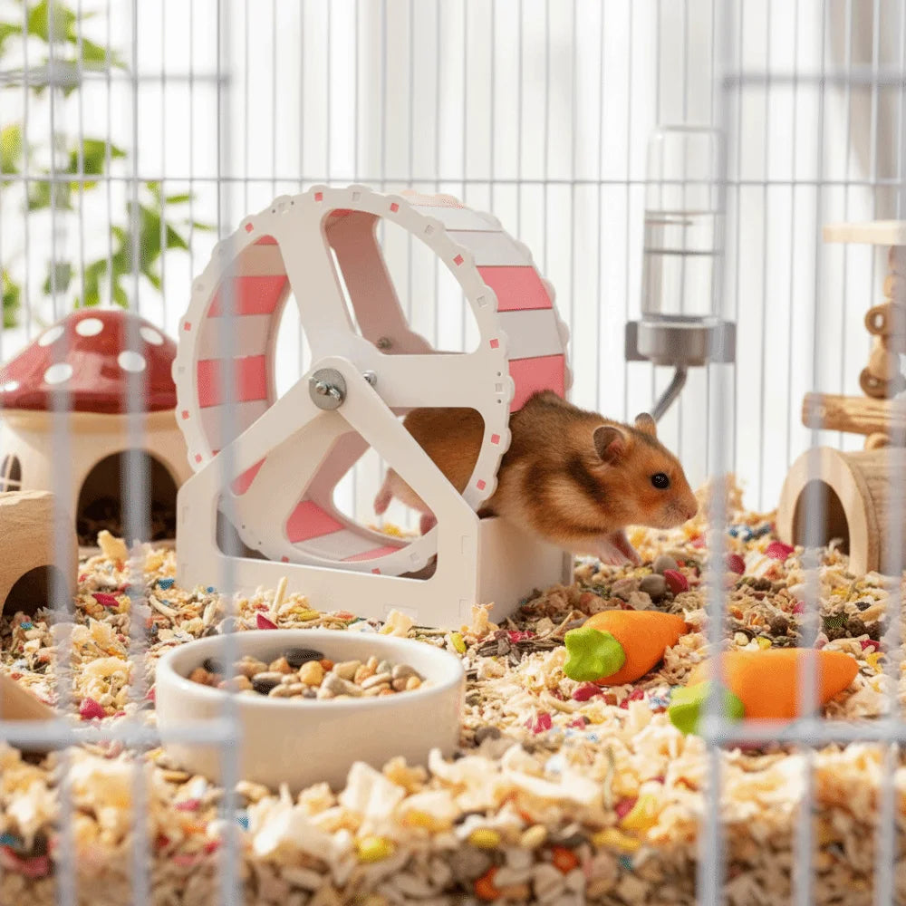 Durable Plastic Hamster Running Wheel Silent Stable Base Rodent Running Wheel 21cm Colorful Exercise Wheel Pet Exercise