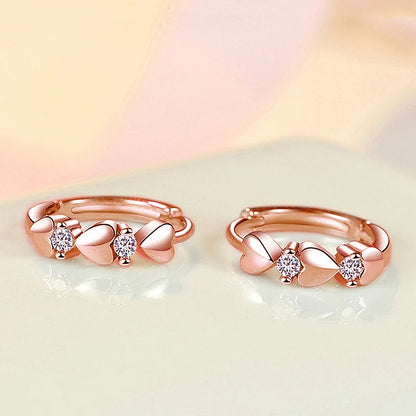 Huitan Cute Heart Small Hoop Earrings Women 3 Metal Colors Trendy Girls Ear Circle Earrings Fancy Accessories Statement Jewelry