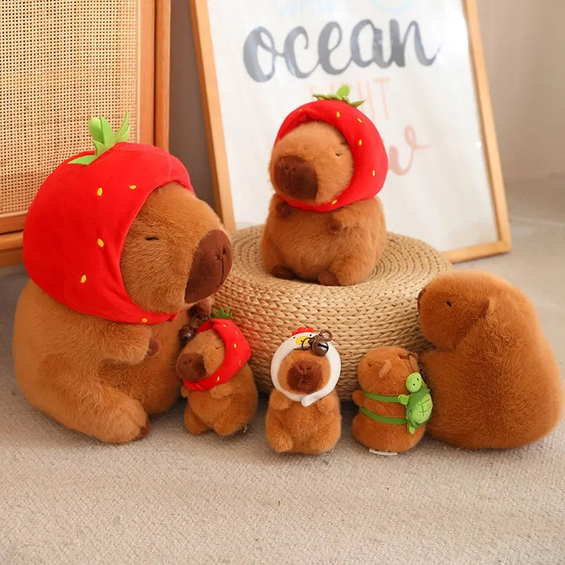 Capybara Plush Toy Simulation Capibara Cosplay Unicorn Dinosaur Dress Boba Bread Fruit Food Decor Birds Bubble Stuffed Animals