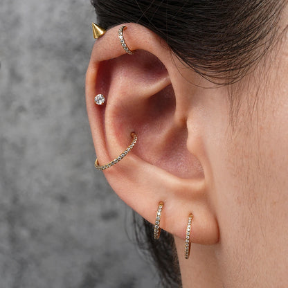 Right Grand G23 Titanium Side Prong Set Half Circle Cubic Zircon Nose Cilcker Conch Piercing 6/8/10/11/12mm Hoops