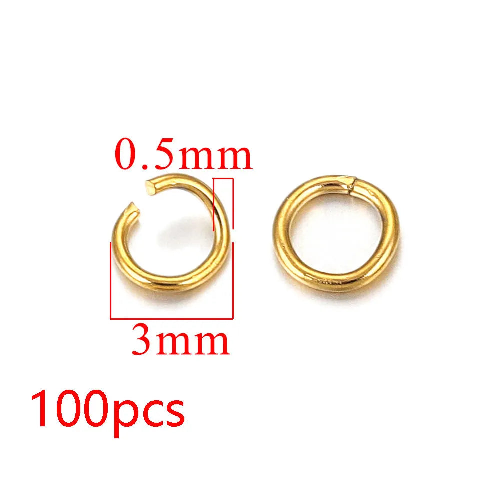 100-200pcs/lot 3/4/5/6/7/8/10mm Stainless Steel Gold Plated Jump Ring Connector for Diy Jewelry Making Accessories Wholesale
