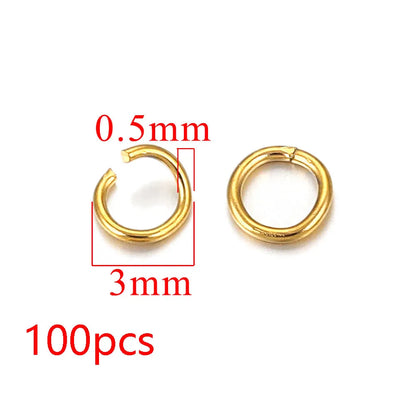 100-200pcs/lot 3/4/5/6/7/8/10mm Stainless Steel Gold Plated Jump Ring Connector for Diy Jewelry Making Accessories Wholesale