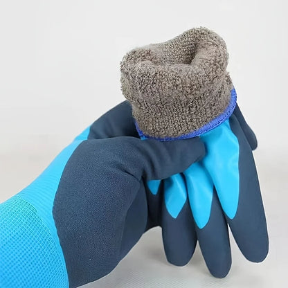 1 pair of men's cold and waterproof winter work gloves, warm and durable mechanical gloves, suitable for cold weather