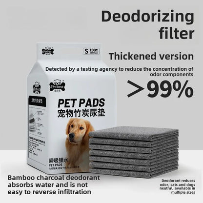 Dog Paper Pee Pad Bamboo Charcoal Thickened Disposable Diaper Pad Water Absorbent Cat Diaper Pet Products Cleaning Accessories